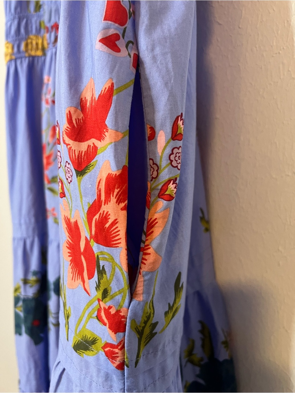 Anthropologie Light Blue Floral Tiered Maxi Dress - Picture 6 of 12
